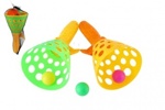 +Catch ball hra/chytání míčku 2ks plast 19cm + 3 míčky v síťce