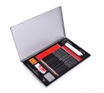 Kreslířská sada uměleckých grafitových tužek a pomůcek v kovové