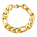 Pánský náramek Figaro z chirurgické oceli pozlacený - 15 mm