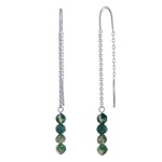 Stříbrné visací řetízkové náušnice Morticia s přírodním Mechovým Achátem