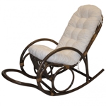 Ratanové houpací křeslo Jenaira hnědé polstr bílý SLEVA 7 %  | RYCHLÉ DODÁNÍ