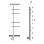 Nerezové zábradlí - sloupek, boční kotvení, 6 prutů vnějších, EB1-BHP6-1