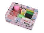 Sada na šití v plechové krabičce, barva 6 pudrová obdélník