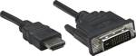 Manhattan HDMI / DVI kabelový adaptér Zástrčka HDMI-A, DVI-D 24 plus 1pol. Zástrčka 1.00 m černá 322782 HDMI kabel