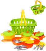 Kuchyňský set dětské barevné nádobí s nákupním košíkem 23ks plast