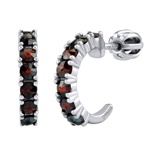 Stříbrné náušnice kruhy Valie s přírodními granáty